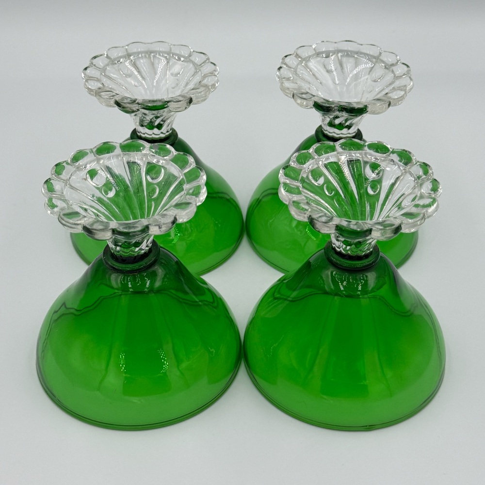 Vintage MCM Anchor Hocking Emerald Green “Burple" Glasses Set of 6 - Picture 10 of 13